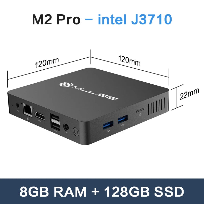 MLLSE M2 Pro Mini PC Powerful 8GB RAM, 256GB SSD, Intel J3710, Windows 10 - Compact & Ideal for Home, Business & Gaming