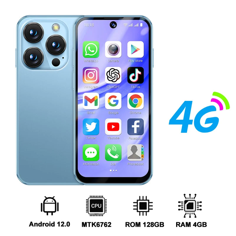2025 NEW mini Android Smartphone 3.88" HD Display,4G LTE/3G WCDMA,4GB+128GB/2GB+16GB,2000mAh Battery Small Mobile Phone Unlocked