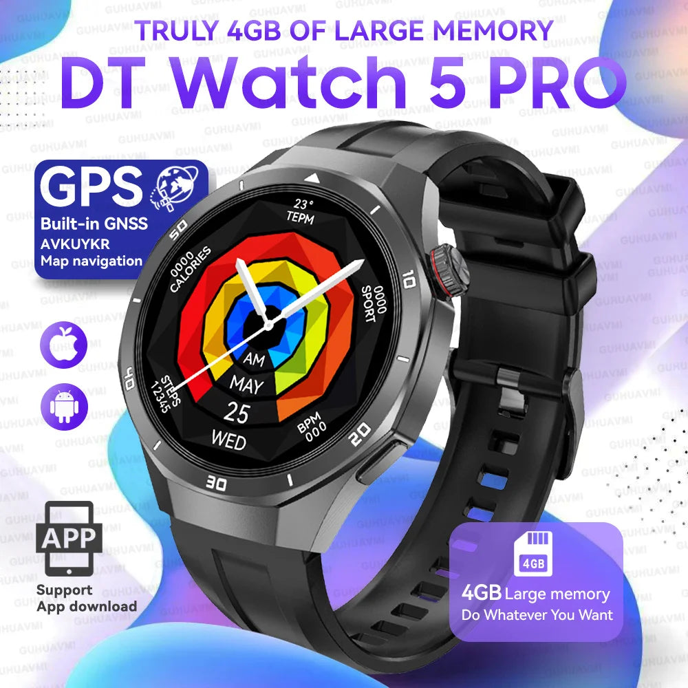 Hot Sales 2025 New Watch DT5pro Smart Watch Men 4GB Memory GPS Google Maps App Store Video Music Player Sports Trackr Smartwatch