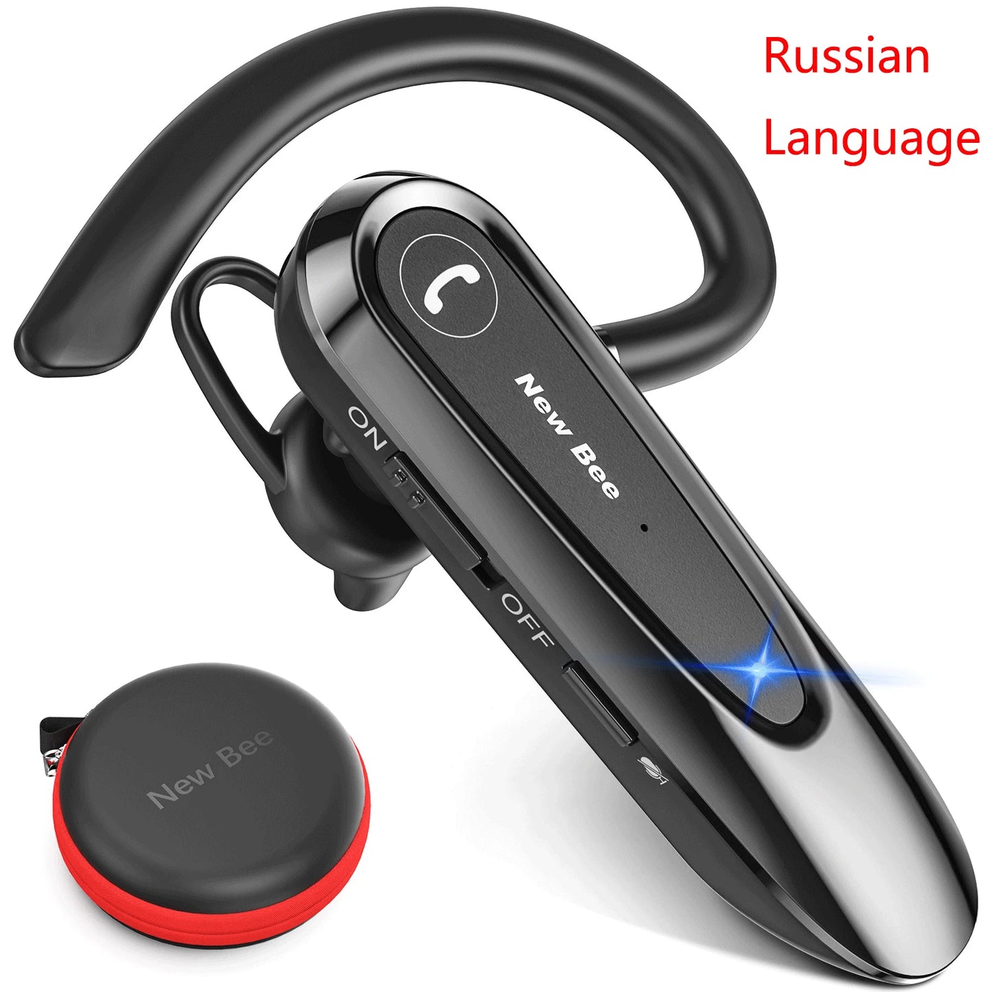 New Bee B45 Wireless Bluetooth Headset Earphones V5.0 Headphones with Dual Mics CVC8.0 Hands-Free Earpiece for Driving Business