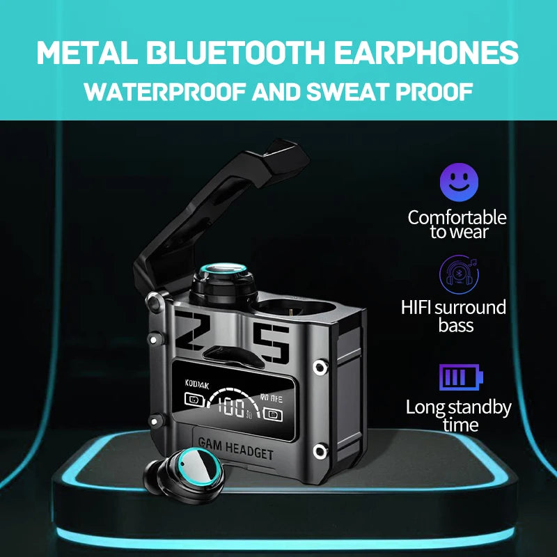Wireless noise-cancelling TWS headphones in-ear Type-C earphones, HQ high-quality LED display charging earphones