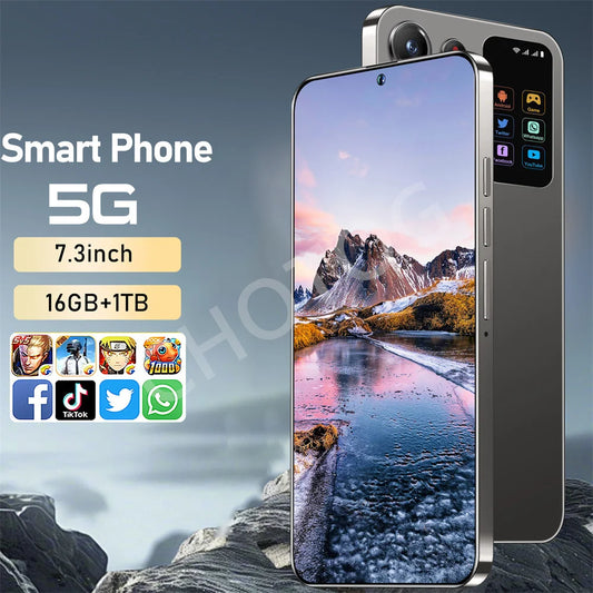 2025 Smartphone SMS 24 Ultra Original 7.3HD Dual SIM Card Cell Phone 7800mAh Android 14 Global Version Mobile Phones Cellphones